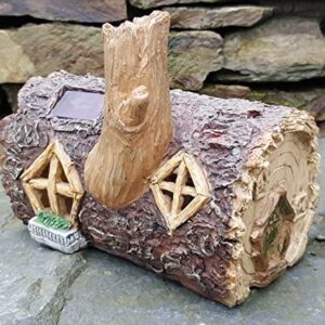Solar Powered Outdoor Decorative Garden Ornament Fairy House, Colour Changing Log Home (Lights Up At Dusk)