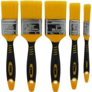 Coral 31417 Zero Paint Brushes with No Loss of Bristle Paintbrush Heads 5 Piece Pack Set, Yellow, Set of 5