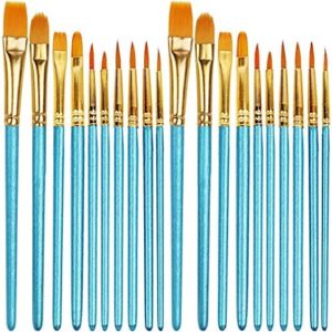 Paint Brushes, 20 Pcs Face Paint Brushes for Children Watercolor, Acrylic Gouache and Oil Painting Suitable for Decorations, Models, Figurines, Nail Art