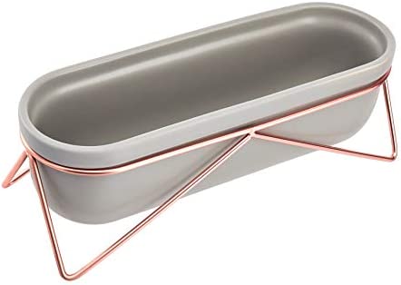 Amazon Basics Tabletop Planter, Oval - Grey/Copper - Image 2