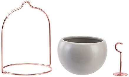 Amazon Basics Hanging Planter, Round - Grey/Copper - Image 4