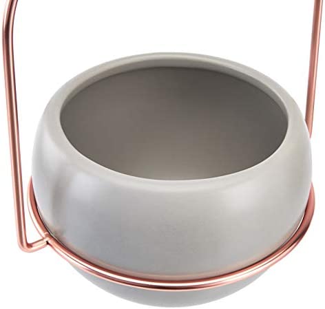 Amazon Basics Hanging Planter, Round - Grey/Copper - Image 2