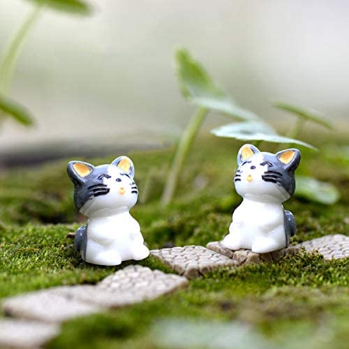KINGDUO 10Pcs Mini Grey Cat Bonsai Decorations Garden Miniature Fairy Garden Terrarium Landscape Accessories - Image 7