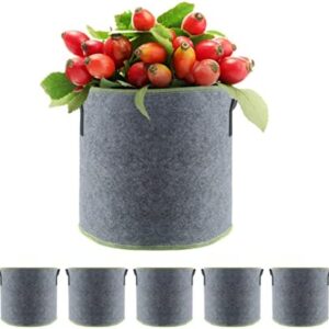 5-Pack - 9 Litre Grow Bag Vegetable Fabric Plant Smart High Performnce Pot Air Pruning Continer Hydropoinic Grow Room Tent Indoor & Outdoor Patio Planter Grey