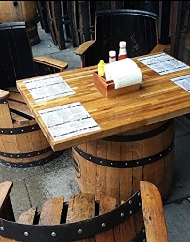 Barrel Table and 4 Barrel Chairs Set Real Solid Oak Whiskey Handmade Wood Cask Furniture Home Bar Decor Garden Patio - Image 3