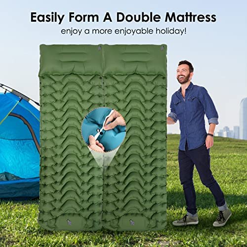 Self Inflating Camping Sleeping Mat, Portable Camping Mattress Lightweight Waterproof Inflatable Sleeping Mat with Pillow Built-in Foot Pump for Hiking Camping Traveling (green) - Image 6