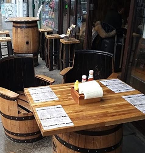 Barrel Table and 4 Barrel Chairs Set Real Solid Oak Whiskey Handmade Wood Cask Furniture Home Bar Decor Garden Patio - Image 6