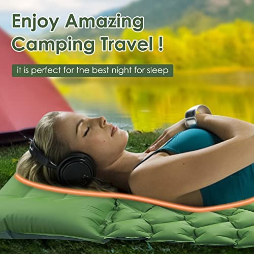 Self Inflating Camping Sleeping Mat, Portable Camping Mattress Lightweight Waterproof Inflatable Sleeping Mat with Pillow Built-in Foot Pump for Hiking Camping Traveling (green) - Image 8