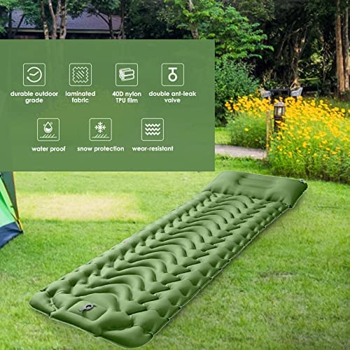 Self Inflating Camping Sleeping Mat, Portable Camping Mattress Lightweight Waterproof Inflatable Sleeping Mat with Pillow Built-in Foot Pump for Hiking Camping Traveling (green) - Image 3