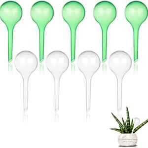 ALTcompluser 10 Pcs Plant Watering Bulbs, 5cm Plastic Watering Globes, Automatic Self-Watering Waterers System for Indoor Outdoor Plants (Transparent + Green)