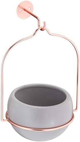 Amazon Basics Hanging Planter, Round - Grey/Copper