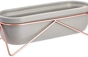Amazon Basics Tabletop Planter, Oval - Grey/Copper