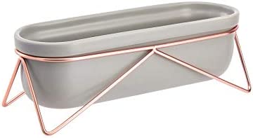 Amazon Basics Tabletop Planter, Oval - Grey/Copper