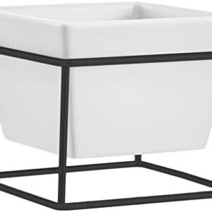 Amazon Basics Tabletop Planter, Square - White/Black