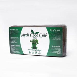 Arch CocoCoir 650gm Brick I 100% Natural Ecofriendly I Coconut Husk I Growing Medium I Coconut Fibre I Ideal for Home Gardening and Hydroponics I Coco Peat