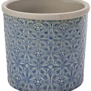 Burgon & Ball Porto Indoor Glazed Ceramic Plant Pot Large in Dark Blue