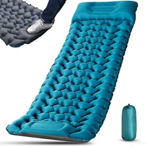 Camping Sleeping Self Inflating Mat: 10cm Thick Lightweight Single Camp Air Bed & Connectable Double Camping Pads & Compact Inflatable Roll Camping Mattress for Outdoor Hiking Backpacking