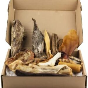 Dog Treat Box, 100% natural dog treats, chews x14 long lasting healthy dog treats. Gluten free, grain free, no preservatives or additives. Delicious treats for your doggy and breeds. (Standard)