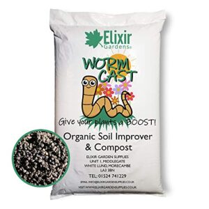 Elixir Gardens | 100% Organic Worm Castings Vermi Compost/Fertiliser/Soil Improver | 2 Litres - 400 Litres Available | 20ltr Bag