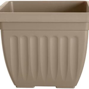 GREEN Haven 40cm Square Planter in Taupe – Weather Resistant Garden Plant Pot | Lightweight Plant Pot with Pierceable Holes for Drainage | Strong & Durable Indoor & Outdoor Plastic Planters