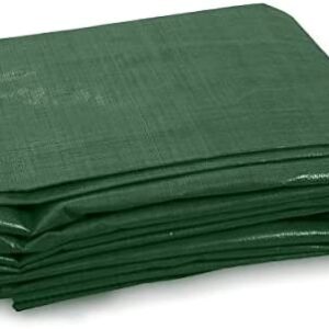 Green Tarpaulin Sheet 1.8m x 2.4m Lightweight PE Plastic Tarp 80gsm Water-Resistant Ground Sheet Multipurpose Small Tarpaulin Covers used for Garden Furniture Shed Camping (6ft x 8ft)
