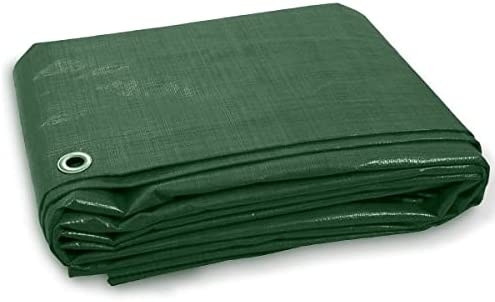 Green Tarpaulin Sheet 1.8m x 2.4m Lightweight PE Plastic Tarp 80gsm Water-Resistant Ground Sheet Multipurpose Small Tarpaulin Covers used for Garden Furniture Shed Camping (6ft x 8ft)