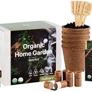 Herb Seed Growing Kit, Complete Seed Box And Grow Set, 6 Seeds Packets,5 Biodegradable Peat Pots,5 Bamboo Plant Markers, Grow Your Own Indoor Garden, Ideal Gardening Gift