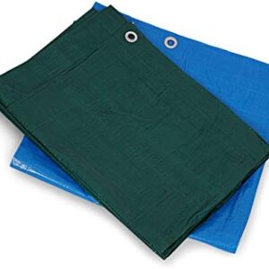 KAV - Strong Waterproof Universal Tarpaulin Tarp sheet in Blue or Green - Ground Sheet Covers For Camping Fishing Gardening Pets Premium Quality Cover Made of 80 gramm
