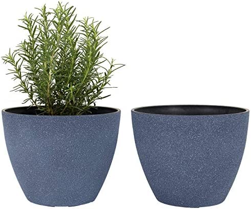 LA JOLIE MUSE Flower Pot Garden Planters Outdoor Indoor, Plant Containers with Drain Hole, Weathered Grey(19 CM, Pack 2)