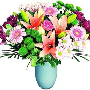 Pink Simplicity Hand Tied Fresh Flowers with Free Delivery, Fresh Flowers Delivered Next Day Prime Delivery, Flowers Fresh Bouquet, Perfect for Birthdays, Anniversaries and Thank You Gifts