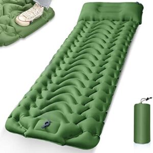 Self Inflating Camping Sleeping Mat, Portable Camping Mattress Lightweight Waterproof Inflatable Sleeping Mat with Pillow Built-in Foot Pump for Hiking Camping Traveling (green)