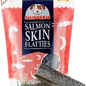 Skipper's Salmon Skin Flatties Dog Treats 100g, Remove Plaque, Healthy Source of Omega Oils, Naturally Low in Fat