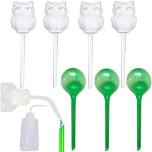 Solati 8Pack Large Plant Watering Bulbs Automatic Plant Waterer with Pointed Mouth Bottle Plastic Waterer Bulbs Self-Watering Bulb Globes Plant Water Drippers for Plants,Owl-Round