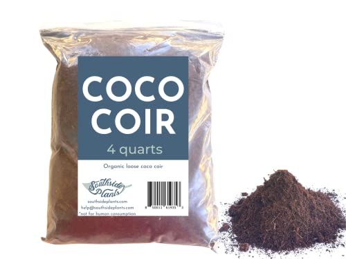 Southside Plants Loose Coco Coir - Made from 100% Organic Coconuts Garden Coir Substrate Plant Soil - Indoor Growing House Plants | Four qt