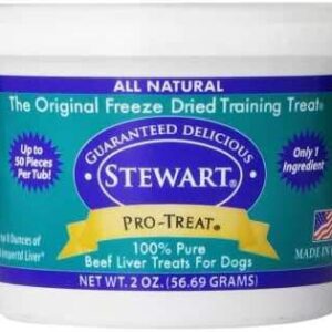 Stewart Freeze Dried Dog Treats, Beef Liver, Healthy, Natural, Single Ingredient, Grain Free Dog Treat, Liver Treats for Dogs, 2 Ounces, Resealable Tub