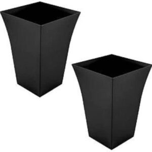 VTL® 2 X LARGE BLACK MILANO PLANTER GARDEN FLOWER POT TRENDY GLOSS PLASTIC BEAUTIFUL