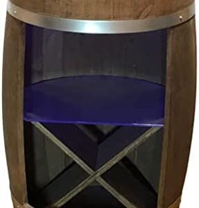 Wooden Barrel Bar LED Wine Rack and Glass Rack - Home Bar, Barrel - Rustic Bar Table with Wood - Barrel 80 cm - Mini Bar Whisky, Beer, Wine - Alcohol Gifts for a Man - Wall Bar
