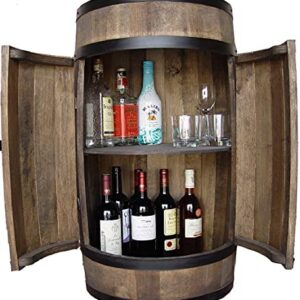 Wooden Barrel Bar with Double Door, Drinks Cabinet | Wine Rack, Wine Table