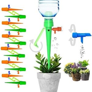 XPMY 12 PCS Plant Watering Devices with Slow Release Control, Plant Self Watering Spikes System with Anti-tilt Bracket & Valve Control Switch, Vacation Plants Automatic Watering Drip Irrigation