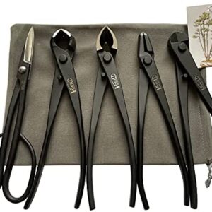 vouiu 5-Piece Bonsai Tool Set,Knob Cutter,Concave Cutter,Wire Cutter,Jin Pliers,Bonsai Scissors