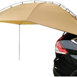 CHENGREN Car Tent, Outdoor Beach Tent Self-Driving Barbecue Multi-Person Rainproof Sunshade Pergola, Car Sunshade Extension Tent, Oversized Sun Protection Easy to Install,Yellow