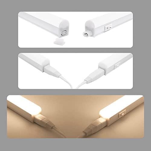 Connectible Hardwired 2X 9W LED Kitchen Under Cabinet Lights, Under Cupboard Light Fixtures, 4000K Neutral White Lighting, Lamp Length 573MM with British Power Plug, Pack of 2 Lamps by ENUOTEK - Image 4