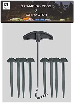 AKH® 8 Camping Pegs & Extractor | 9 Piece Pack | 8 Tent Pegs with Remover Peg Puller Extractor | Peg Puller Tool | Portable Tent Peg Remover| Outdoor Camping Accessories| Metal Stakes Hooks Lifter - Image 7
