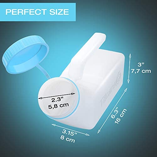 Urinals for Men Glow in The Dark Lid by Tilcare (3 Pack) - 32oz/1000mL Thick Plastic Mens Bedpan Bottle with Screw-on Lid - Spill Proof Urinary Chamber - Male Portable Travel Pee Bottles - Image 7