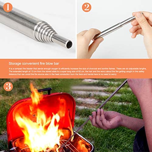 Black Magnesium Flintstone, Denavo-EU Outdoor Flint Fire Tool Set Camping Fire Steel Blowpipe Stainless Steel,Fire Starter Lighter Outdoor Emergency Survival Tool for Travelling Camping Hiking - Image 4