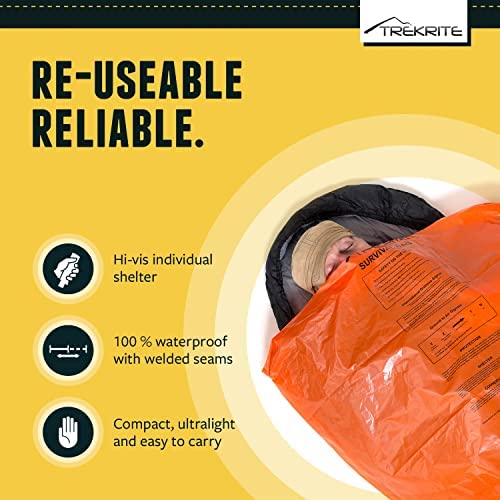 Trekrite Emergency Survival Bivi/Bivvy Bag – Waterproof High Visibility Re-usable - Image 3