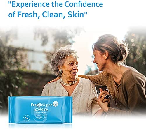 FreshWipes Body Wipes Antibacterial Biodegradable Wipes – Chlorhexidine Washing Wipe- Large Bed Bath Wipes, No Rinse, Coconut Scent - Anti Odour - Shower Wipes 12 Pack - Image 5