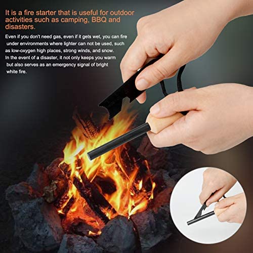 Black Magnesium Flintstone, Denavo-EU Outdoor Flint Fire Tool Set Camping Fire Steel Blowpipe Stainless Steel,Fire Starter Lighter Outdoor Emergency Survival Tool for Travelling Camping Hiking - Image 3