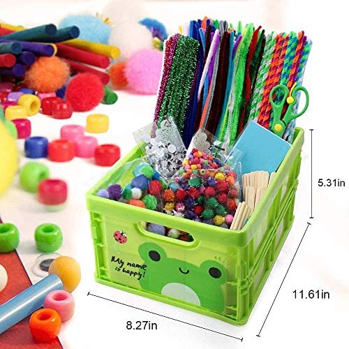JazLax Arts and Crafts For Kids, Kids Crafty Box with Storage Box, 1150+ Pcs, Googly Eyes, Pom Poms, Sticks, Pipe Cleaners, Colourful Paper Glitter Glue, and More, Aged 3+ - Image 3