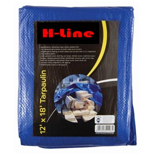 Blue Heavy Duty Waterproof Lightweight Tarpaulin Tarp Ground Cover Sheet Camping Tent (12FT X 18FT / 3.6 X 5.4M) - Image 2